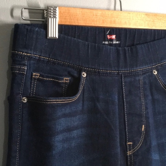 Levi’s jeans women's size 2 skinny pull-on pull on blue jeans elastic waist - Picture 4 of 15